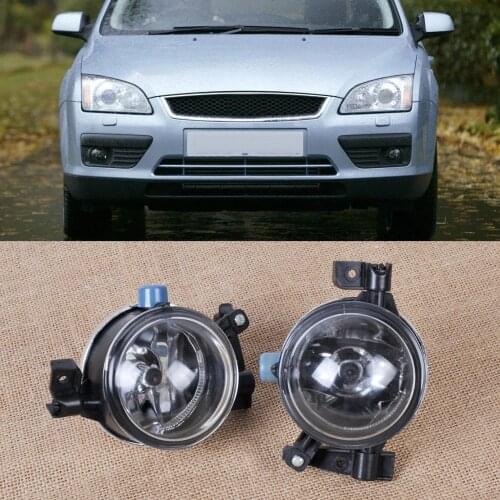 DWCX 2pcs Black Left +Right Side Fog Lights Lamp H8 55W 12V Fit for Ford Focus 2005 2006 2007 3M51-15K201-AA 3M51-15K202-AA