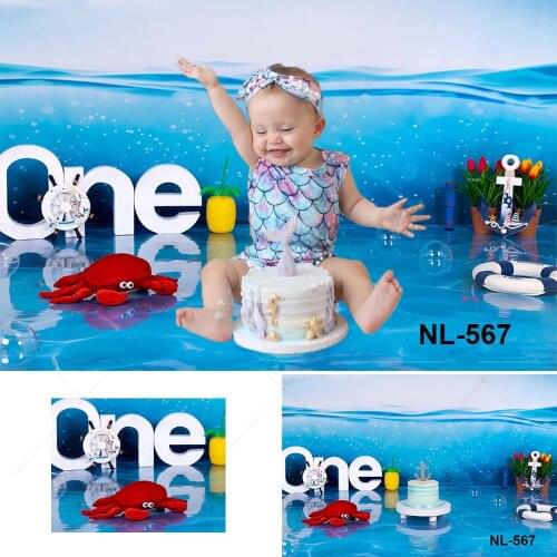 Under The Sea Birthday Backdrop for Photography Decoration Girl 1st Cake Smash Party Background Blue Ocean Bubble Photo Backdrop