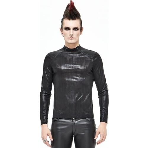 Punk Dark Tight-fitting Bright-faced T Shirt For Men High-quality Tough Guy Fitness Long-sleeved T Shirt