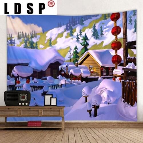 LDSP Snowman Cartoon lantern Tapestry Hanging Covering Rugs Background Cloth Beach Mat Blanket Bedroom Living Room Home Decor