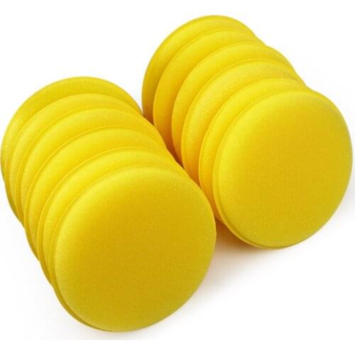 Sponge Car Care Car Wax Sponge Pads Yellow Car Cleaning Tool Anti-Scratch Polishing Towel Tyre Dressing Foam 12 pcs/set
