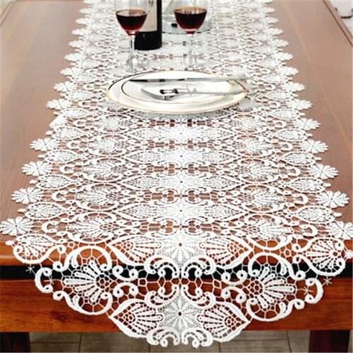 New Cotton Table Runner White Embroidered Tea Lace Table Cloth Cover Towel Home Christmas Tablecloth Placemat Wedding Decor Dini