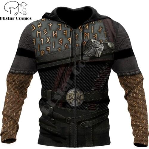 Viking Armor Tattoo 3D Printed Autumn Men Hoodies Unisex Pullovers Zip Hoodie Casual Street Tracksuit Cosplay Clothing DW657