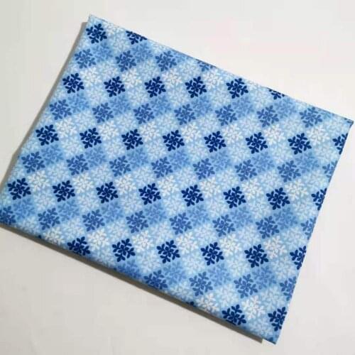 Graceful Blue Square Christmas Snowflakes Printed Cotton Fabric 50x105cm X'mas Snowflake Patchwork DIY Sewing Party Home Decorat