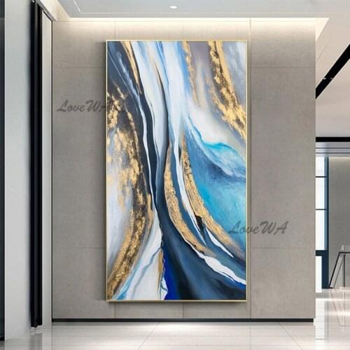 Original Sky Sea Canvas Painting Large Size Foil Painting Sea Blue Level Oil Painting Large Wall art Landscape Painting