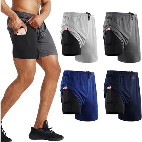 Fake Two-piece Loose Sports Shorts Mens Running Shorts Breathable Basketball Crossfit Quick-drying Gym Fitness Shorts
