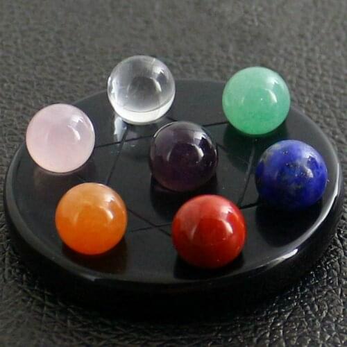 Narural Stone Obsidian Base Crystal Bead 7 Chakras Beads Plate Geometry Seven Array Feng Shui Small Ornaments with Home Decor