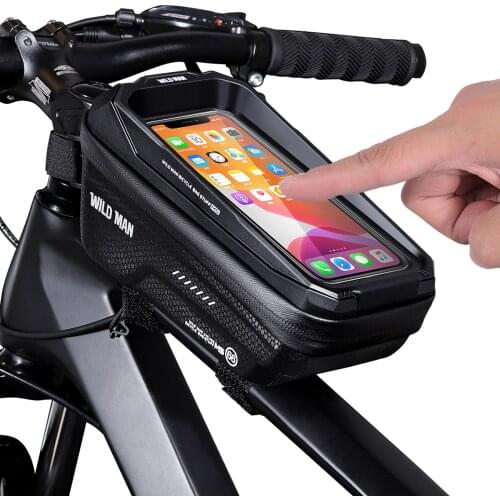 2021 Newer WILD MAN Bicycle Frame Front Top Tube Bag Reflective 6.7in Phone Case Touchscreen Waterproof MTB Bike Bag Case