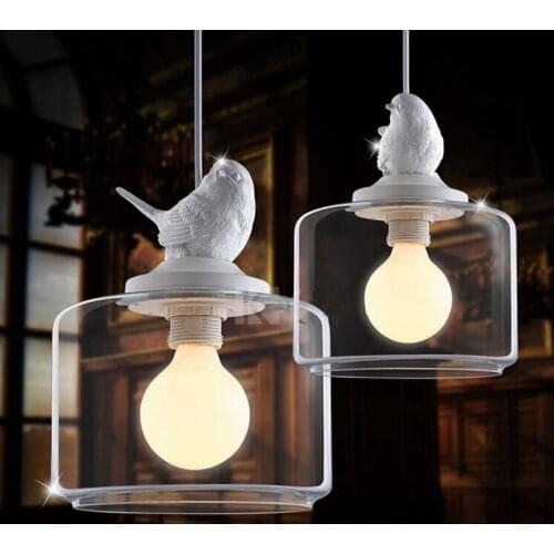 Industrial vintage pendant light original bird designer glass lamp shade E27 pendant lamp holder loft bar lamps Edison bulb HM19