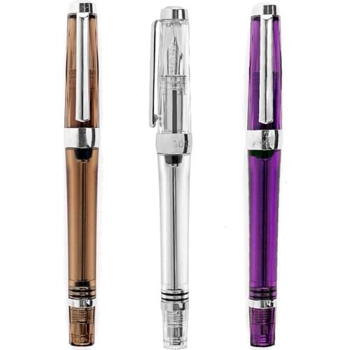 Transparent Vacuum Negative pressure Fountain Pen EF/F Nib 0.38/0.5mm Ink Pen Business Gift