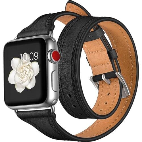 Genuine Leather Loop strap For Apple watch iWatch band 42mm 38mm correas series 3 2 1 Double Tour Wrist bands Bracelet belt