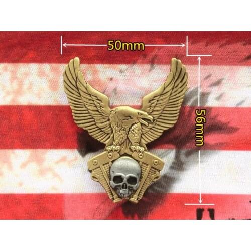 Luxury Motorcycle Club Badge CLASSIC Eagle SKULL Wing Biker Brooches For Clothes Hat Retro Metal Collar Pin Brooch Brass Medal