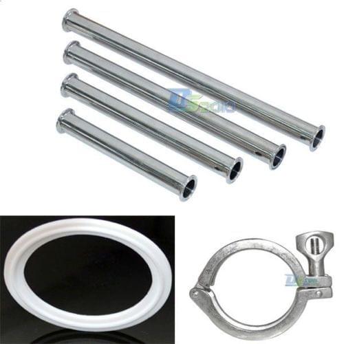 1.5" 38MM Sanitary Spool Tube W/ 50.5MM Ferrule Flange+PTFE Gasket+Tri Clamp Set