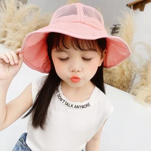 Children Sweet Soft Adjustable Size Fisherman Hat Kids Mesh Baby Girls Cute Colors Bow Caps Soft Sport Sun Hat Breathable Cap