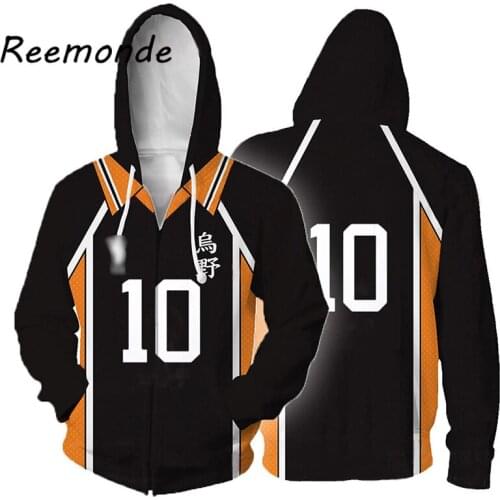 Anime Haikyuu Hoodies Sweatshirts Coat Hinata Shouyou Uniform Girl Men High School Volleyball Club Jacket Boys Harajuku Clothing