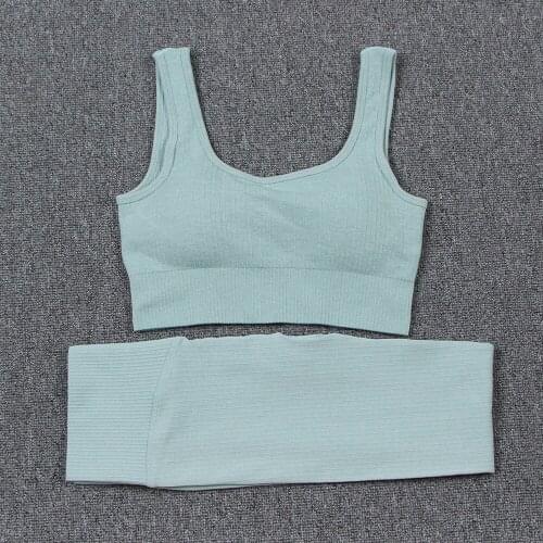 2Pcs Comfortable Clothes Sport Suits Gym Set Seamless Fitness Clothing Yoga Set Sexy Sports Bra High Waist Leggings Sports Suits