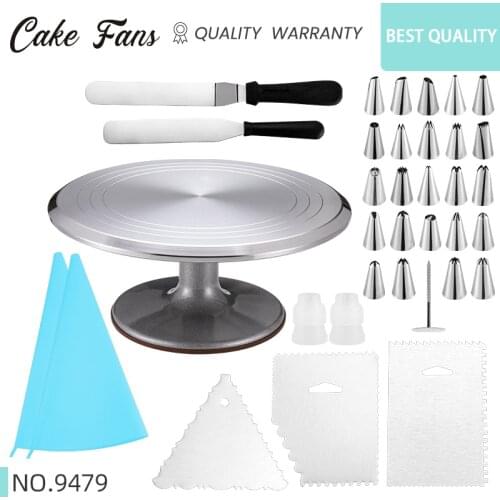 Cake Fans Cake Aluminum Alloy Truntable Decorating Tools 35pcs Set pcs Baking Set Piping Rotating Cake Stand Tools