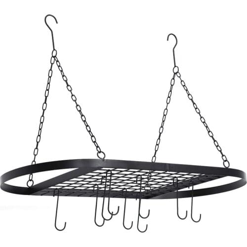 Big deal Hanging Pot Pan Rack for Ceiling, Ceiling Mounted Cookware Hanger Organizer with 10 Hooks for Home Kitchen Household