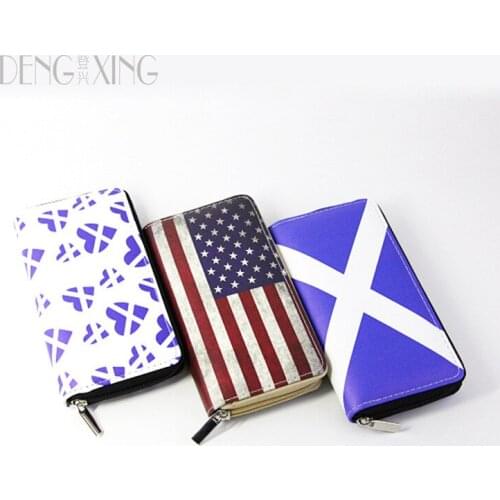 Vintage America Flag Long Wallet For Women England Zipper Coin Purses Female Money Credit Card Holder Clutch 2020 New