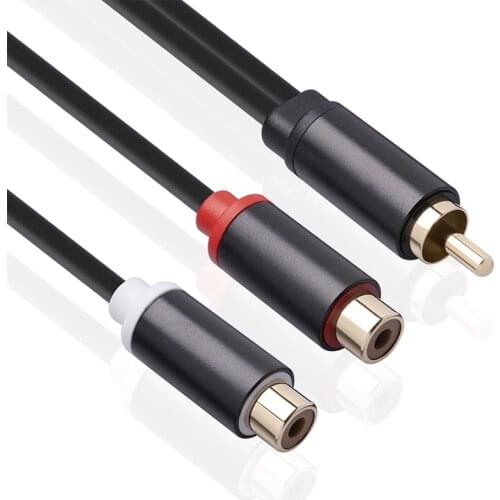 High Quality For Car MP3 Audio RCA 1 Male To 2 Female Y Splitter Aluminum Cable Adapter Cord Converter For Car AUX Amplifier
