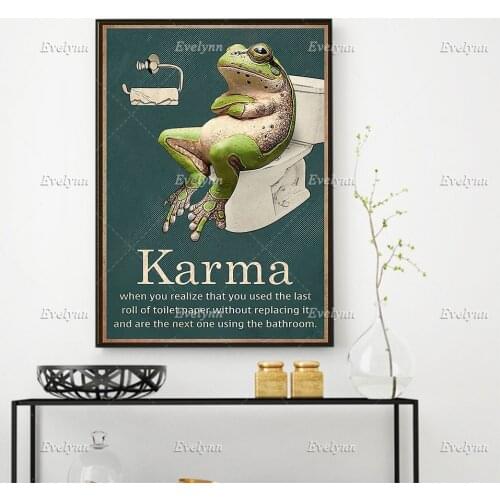 Funny Defination Of Karma /Karma Poster/Funny Bathroom Signs,Toilet Paper Sign Wall Art Prints Home Decor Canvas Floating Frame
