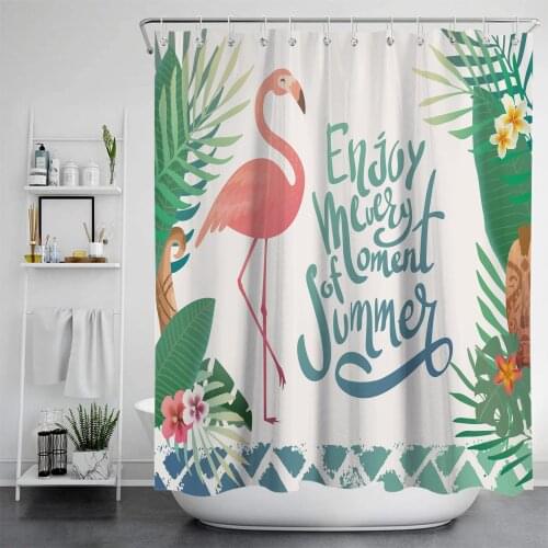 Shower Curtains Tropical Plants Flowers Printed Bathroom Flamingo Shower Curtain Waterproof Bath Screen Home Decoration