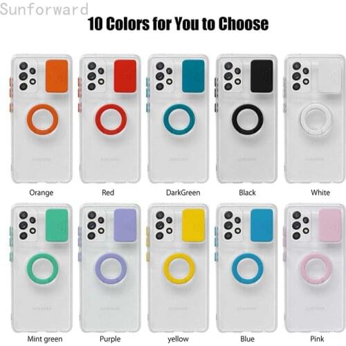 Armor Ring Holder Lens Camera Protection Case For Samsung A72 A52 A32 A12 A82 A22 A31 A10S A20S S21+ M31S A02S Soft Cover
