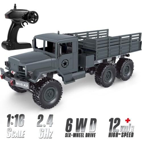1/16 2.4G 6WD Military Truck Off-road Truck High Speed Electric Vehicle Led Light RC Truck RTR Birthday Xmas Gifts for Kids