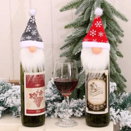 1/3/5pcs Christmas Wine Bottle Cover Santa Claus Hat Merry Christmas Table Decor Cover New Year Gift Navidad