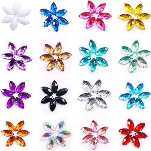 100pcs/lot Colorful 7x15mm Horse Eye Acrylic Nail Art Flat Back Non Hot Fix Rhinestones For Manicure DIY Design Tips Decorations