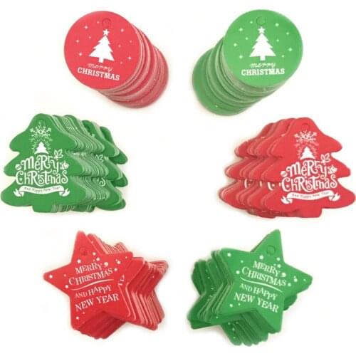 100pcs/lot Happy Merry Christmas Kraft Paper Tag Ornaments Decorations for Home Party Faovrs Xmas Trees Decoration Stocking Deco