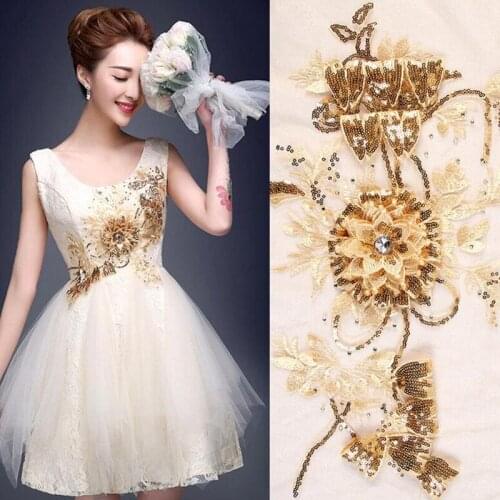 3D Flower Applique Patch Sequin Crystal Embroidery Fabric Sew On Wedding Dress Decorate Cloth Accessory applicaties voor kleding