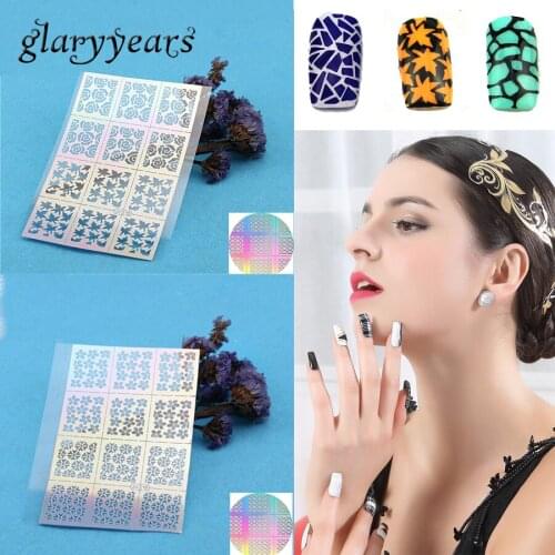 1 Sheet Airbrush Nail Art Paint Sexy Tips French Rose Flower Nail Manicure Full Nail Decal Sticker Floral Guides Stencil Designs