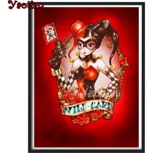 Diamond Embroidery Cartoon Girl Rose Diamond Painting Flower Cross Stitch Full Square Round Rhinestones Pictures Home Decor