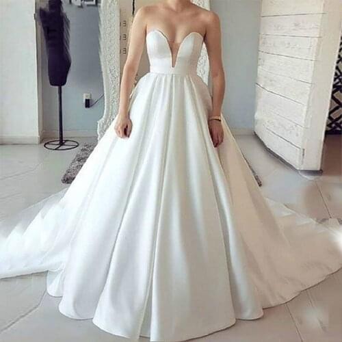 ANGELSBRIDEP Sweetheart Ball Gown Wedding Dresses Vestido De Noiva Simple Design Formal Bride Dress Plus Size