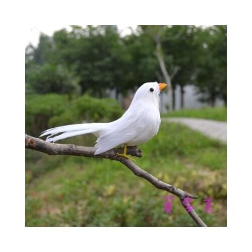 About 15cm simulation white bird feathers bird model handicraft Tree Decoration props garden creative decoration h1034