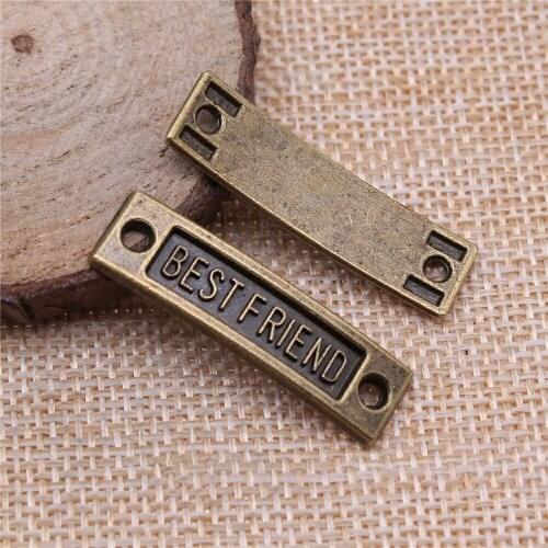 Free shipping 21pcs 35x9mm antique bronze best friend charms diy retro jewelry fit Earring keychain hair card pendant
