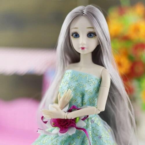 Bjd Doll 1/6 30cm 20 Joints 3D Eyes Long Hair Drees Up Female Plastic Nude Body Fashion Dolls for Girls Kids Toys Christmas Gift
