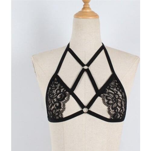 Women Sexy Cross Bandage Bra Lace Mesh Ladies Push Up Padded Bra Bustier Camisole Intimates Lingerie Sexy Corset Tops A30