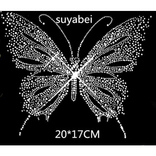 Butterfly decor rhinestones patch designs iron on transfer hot fix rhinestone transfer motifs iron on applique patches shirt