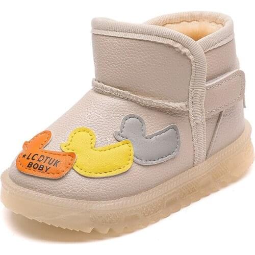 CAPSELLA KIDS Snow Boots for Girls Boys Shoes Children Fashion Boots with Fur Children Soft Leather Bottom Cotton Shoes