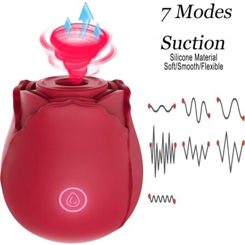 Rose Flower Clitoris Sucker Dildo Vibrator Sex Toys For Women Tongue Nipple Massager Blowjob Pussy Licking Vaginal Adults Games