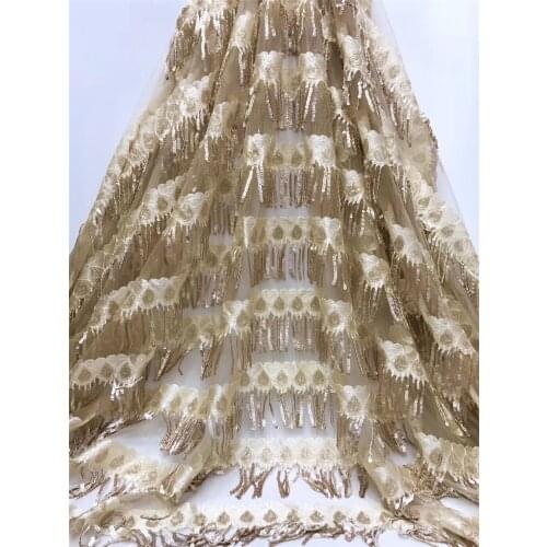 French sequin lace fabric African lace fabric 2021 high quality lace embroidered fabric, suitable for Nigerian clothing J36491