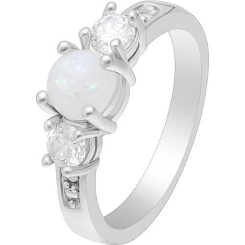 Hainon White Round Opal Finger Rings For Women 2018 Simple Design Silver Plated Ring Set Elegant Jewelry For Engagement