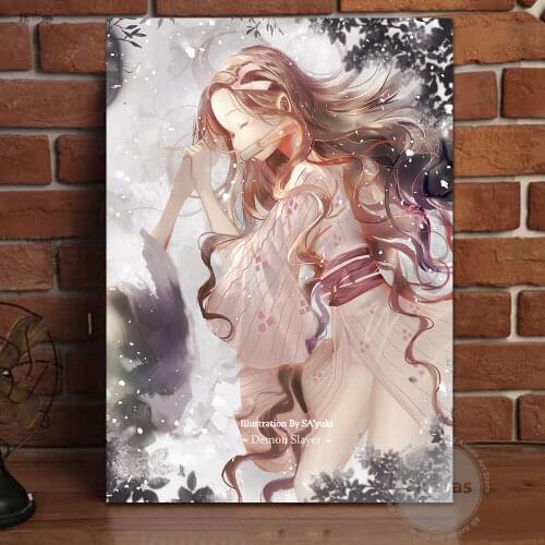 Canvas Anime Nezuko Demon Slayer Pictures Home Decoration Paintings Poster HD Prints Wall Art Modular Living Room