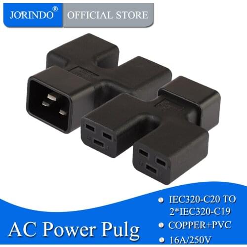 JORINDO C20 TO C19, IEC 320 C20 Male to Dual 2*C19 Female Power Adapter,16A 250V UPS PDU Power Adapter, C20 to C19 Power Adapter