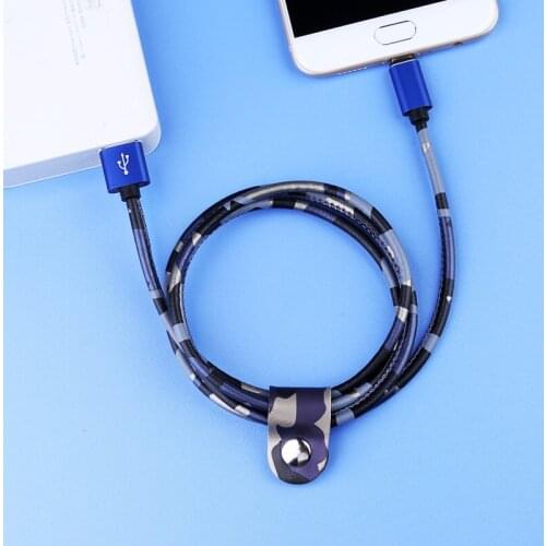 Camouflage leather data line Android charging line for Apple leather transmission data line factory direct sales