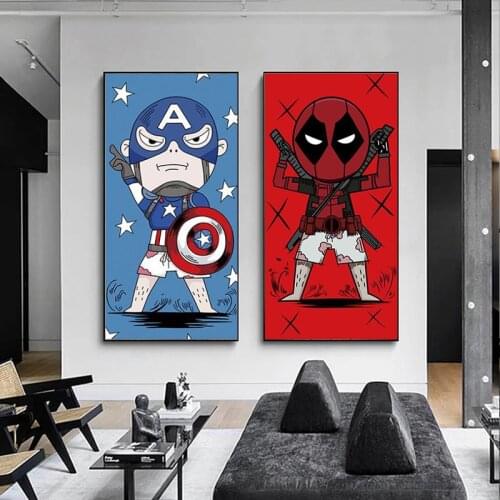 Cartoon Marvel Avengers Superhero Canvas Painting Captain America Comics Character Posters and Print Wall Picture for Home Decor