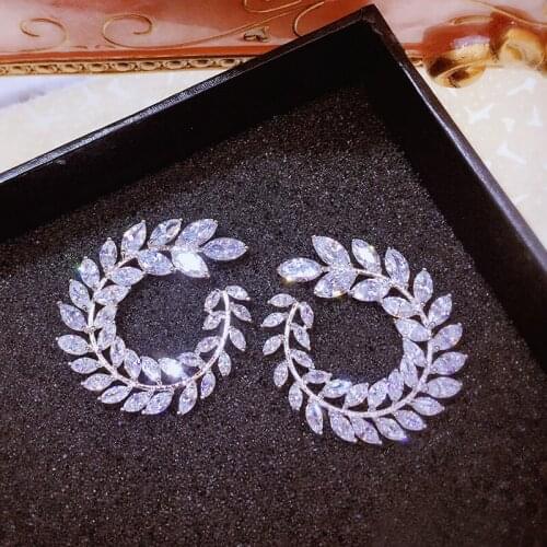 Classical Fashion Jewelry Needle Full Marquise Sharp Cut White Transparent AAAAA Cubic Zirconia Eternal Female Earrin
