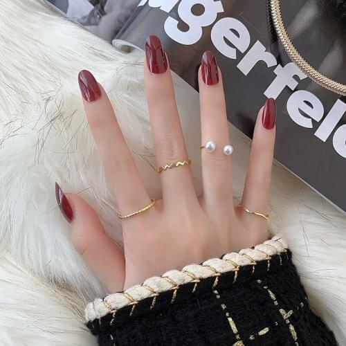South Korea Ins Five-piece Set Pearl Ring Fashion Personality Index Finger Tail Ring